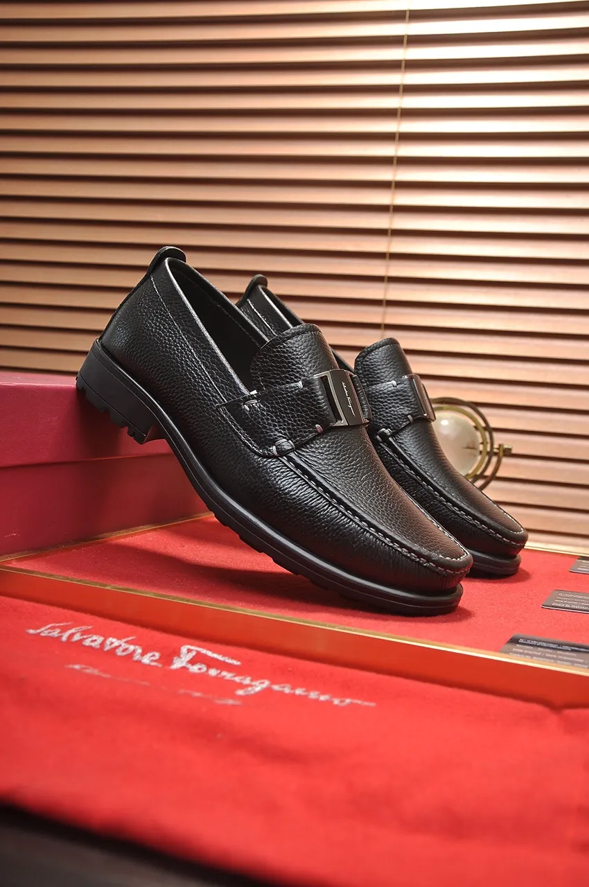 Men's shoes 💰500💶[Ferragamo/Ferragamo] The latest model in the counter. Original imported open-sided high-quality cowhide hand-woven + imported 🐂 cowhide + original luxury metal buckle + original combination outsole. Comparison without pressure 38--44🎉
